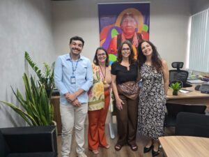 Encontro com SEMAS Pará, realizada com Camille Bemerguy, subsecretária adjunta de Bioeconomia, e Marcel do Nascimento, analista ambiental.
